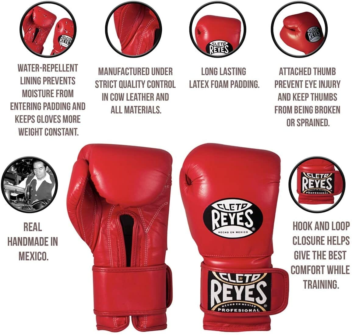 Cleto Reyes Hook and Loop Leather Training Boxing Gloves