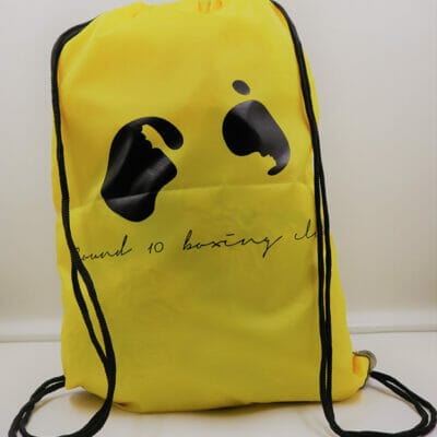 A promotional bag with a panda face on it.