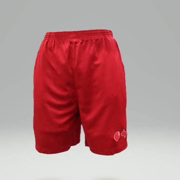 A Round 10 red short with a logo on it in 4XL size.