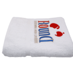 Round, Bath Towel, White, Red logo